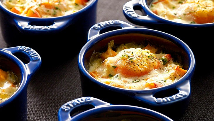 Receta Huevos cocidos a fuego lento con calabaza y queso comté