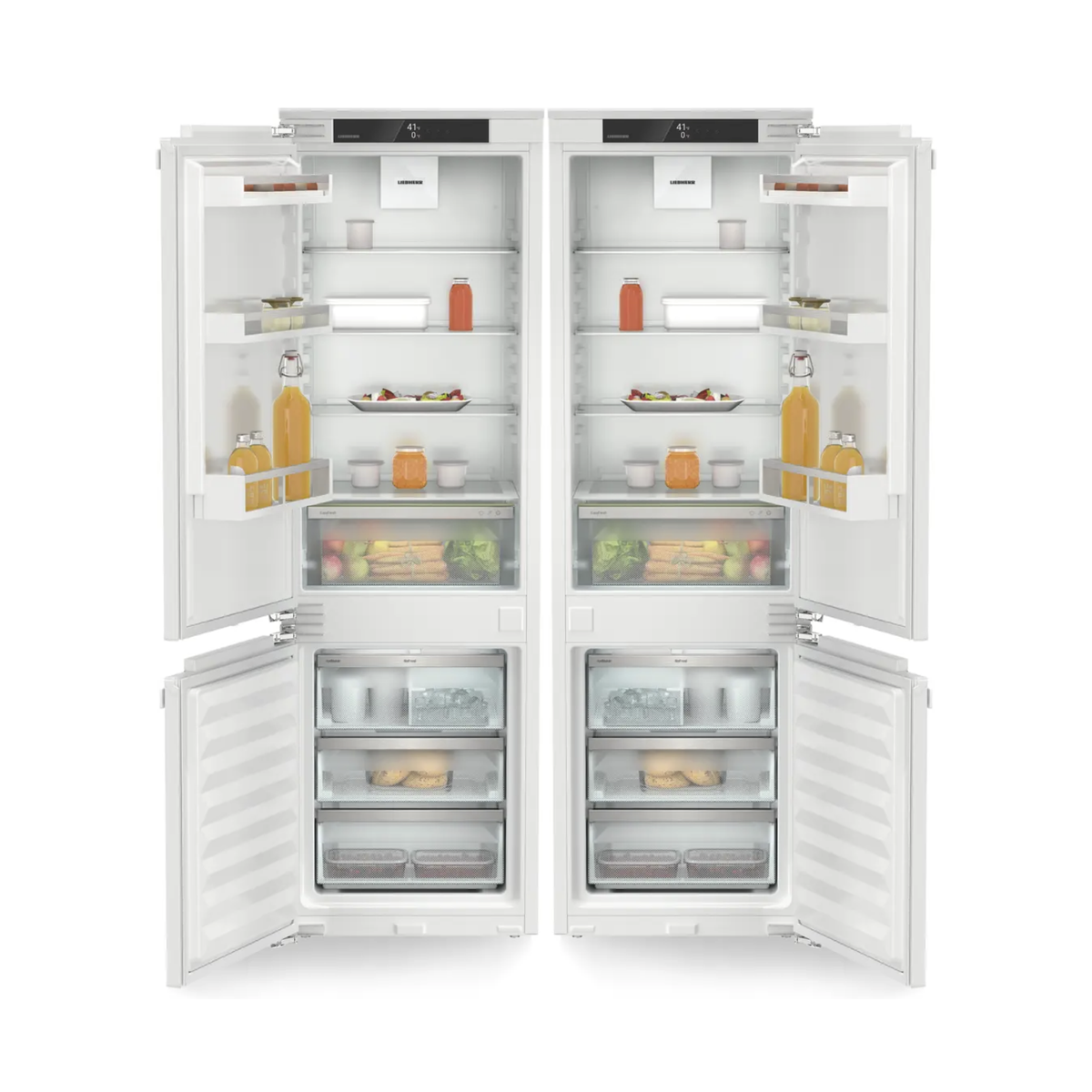 Combo Pareja Refrigerador-Congelador Liebherr panelable con EasyFresh y NoFrost