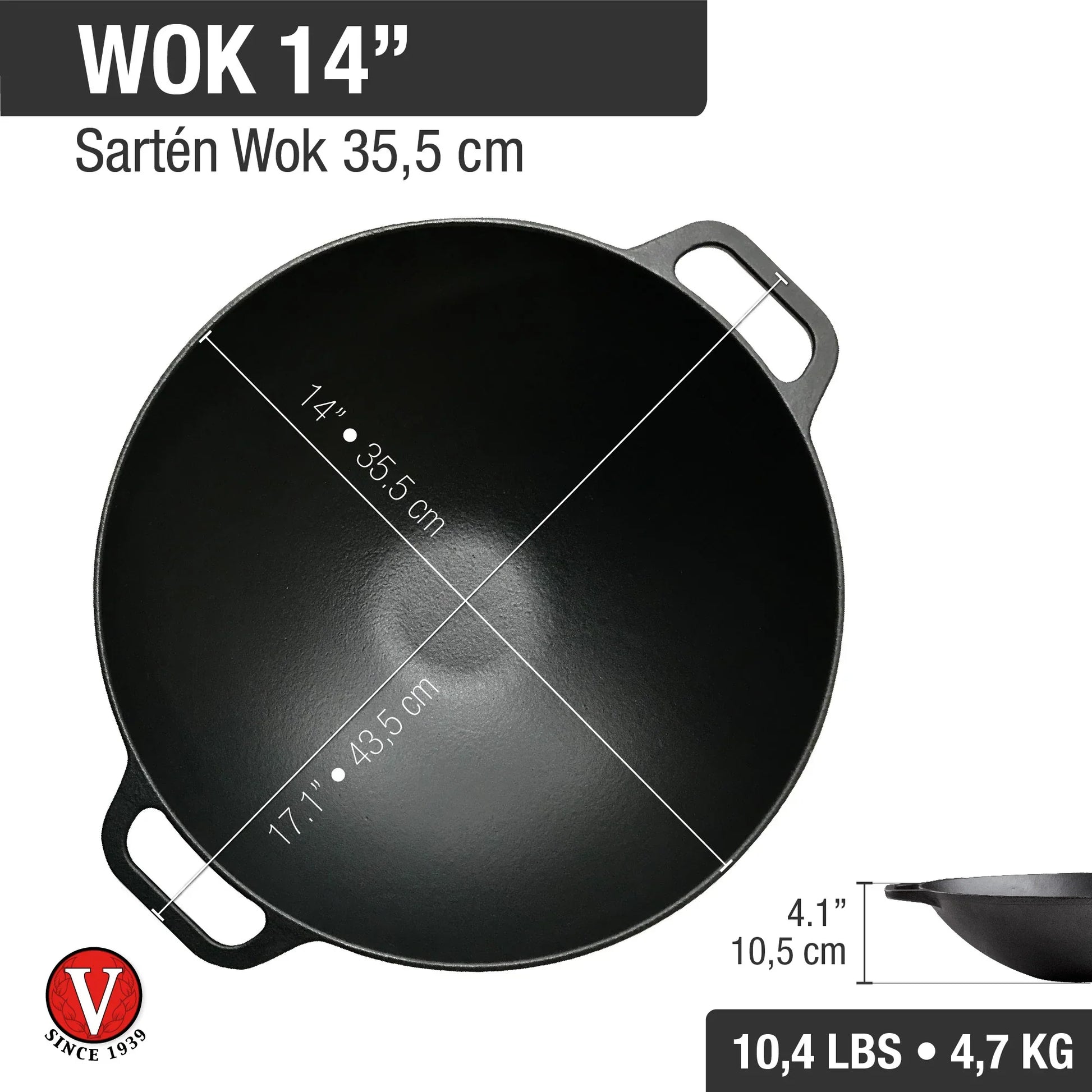 Wok 35,5 Cm Esmaltado