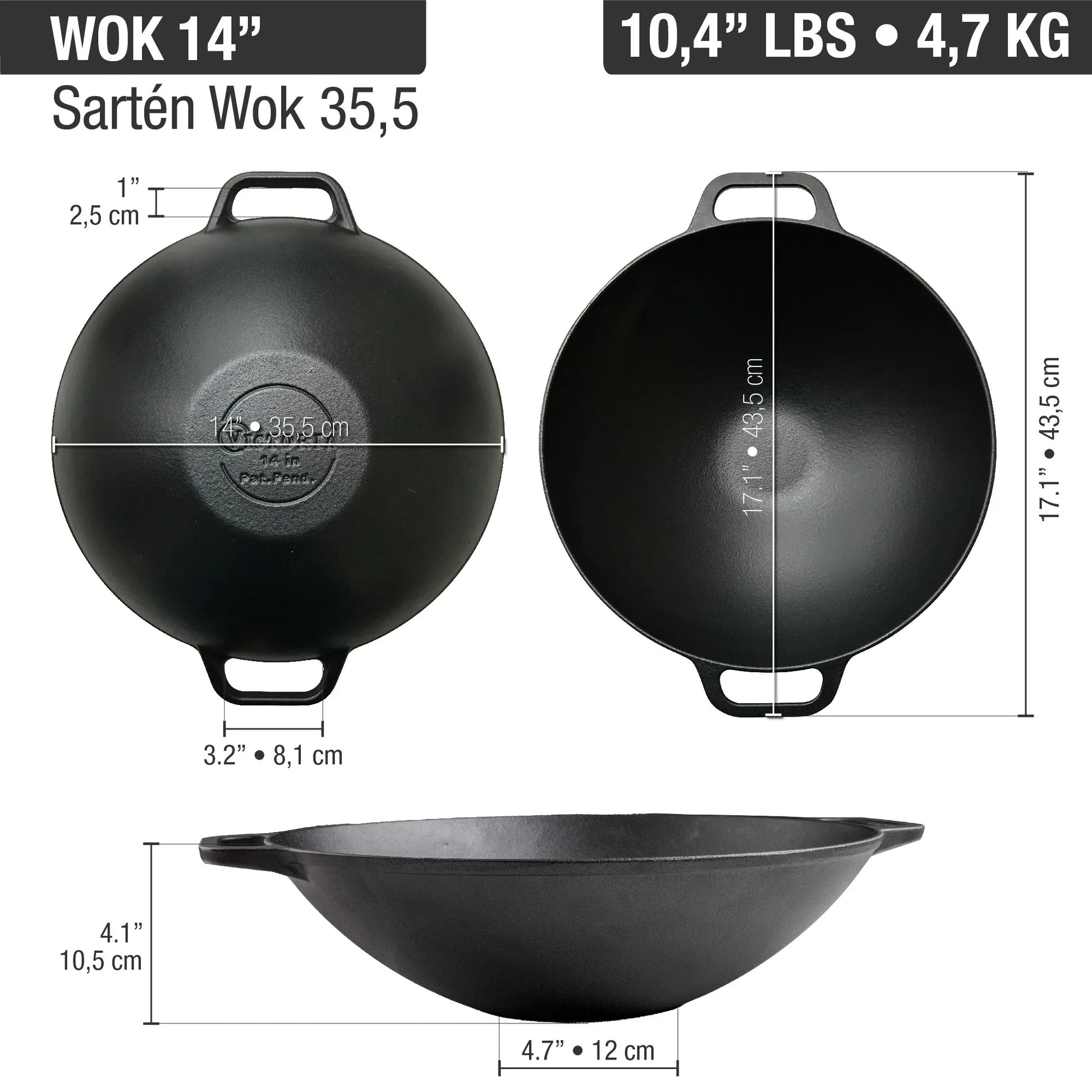 Wok 35,5 Cm Esmaltado