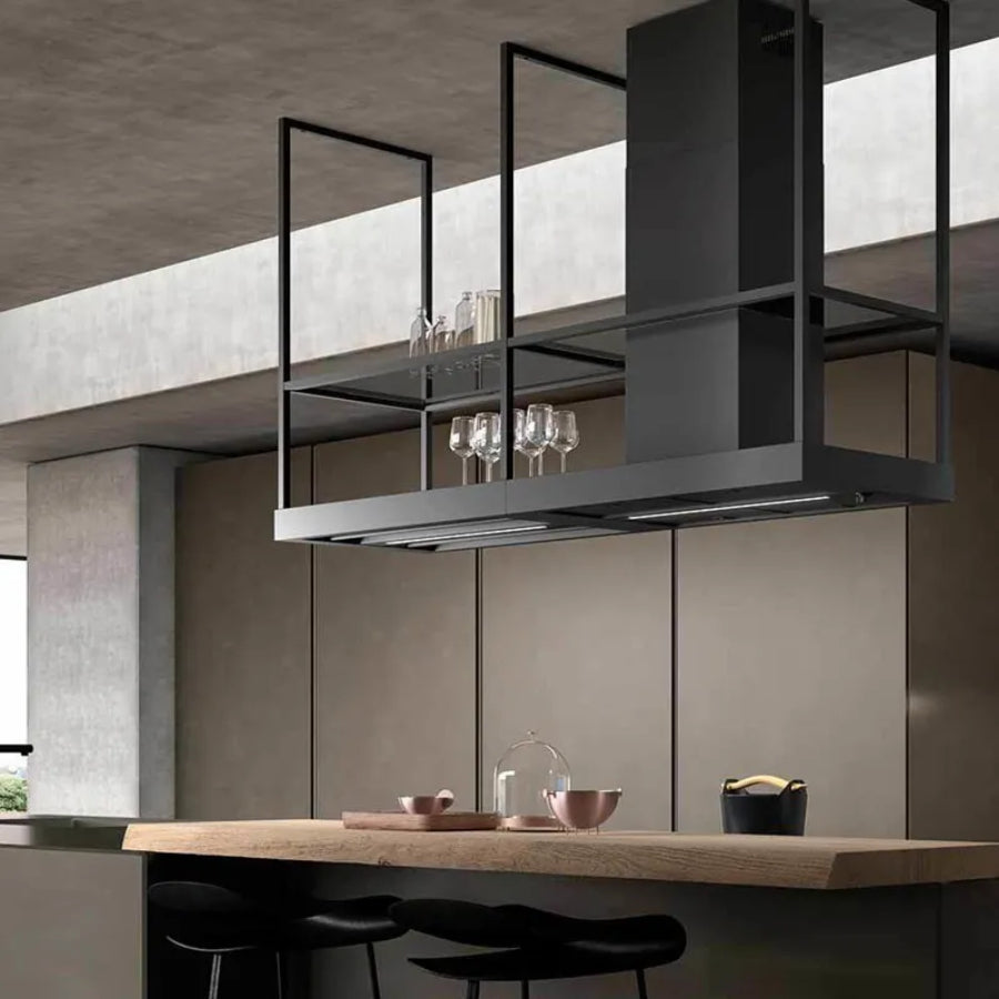 Campana De Isla T-Shelf Faber Color Negro 180cm