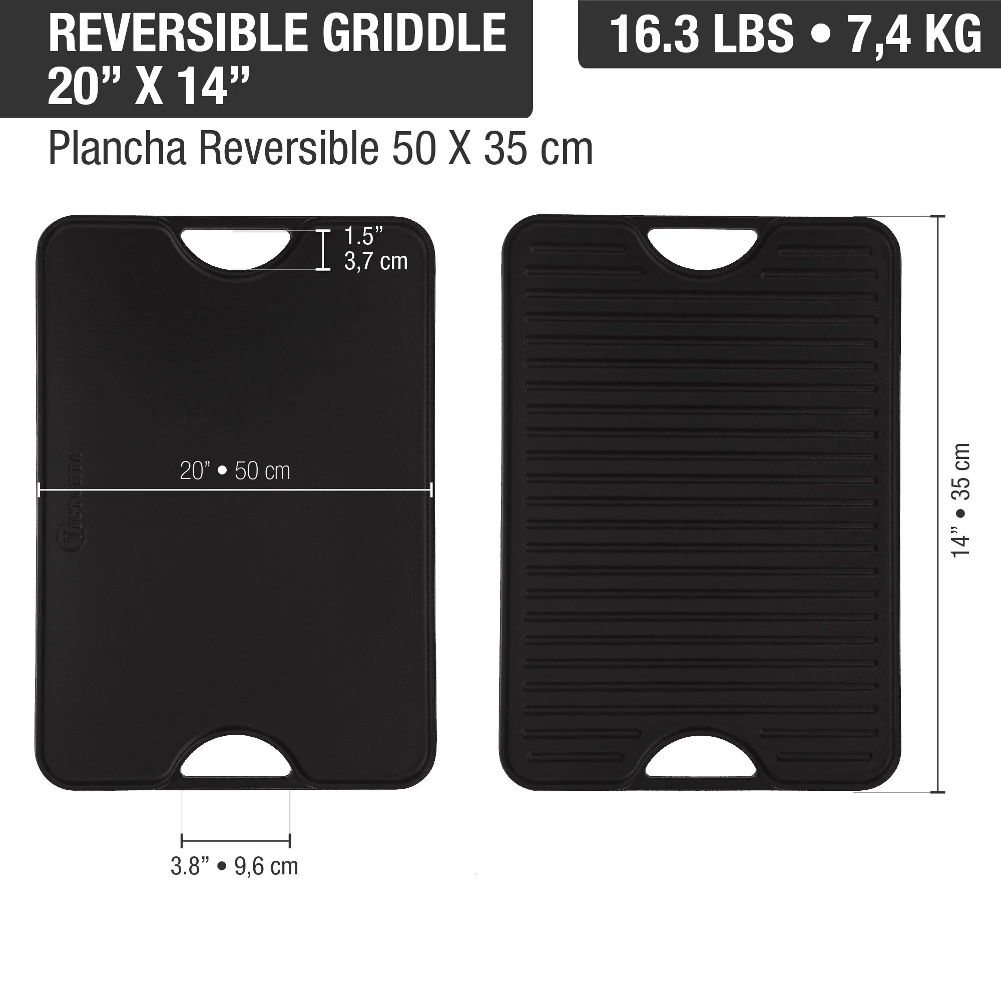 Plancha Para Asar 50 Cm X 35 Cm Esmaltado