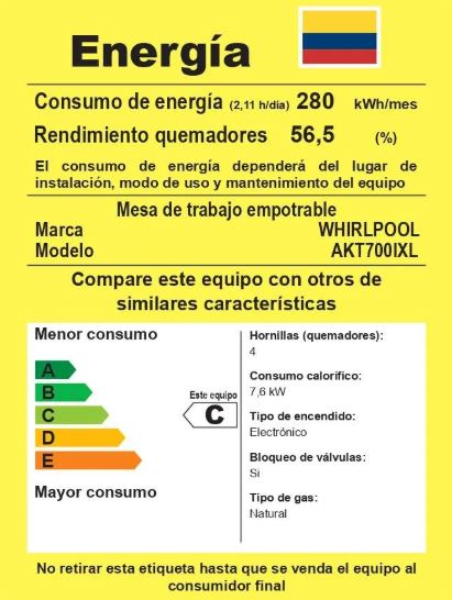 Estufa a Gas Whirlpool de 60 Cm con 4 Quemadores