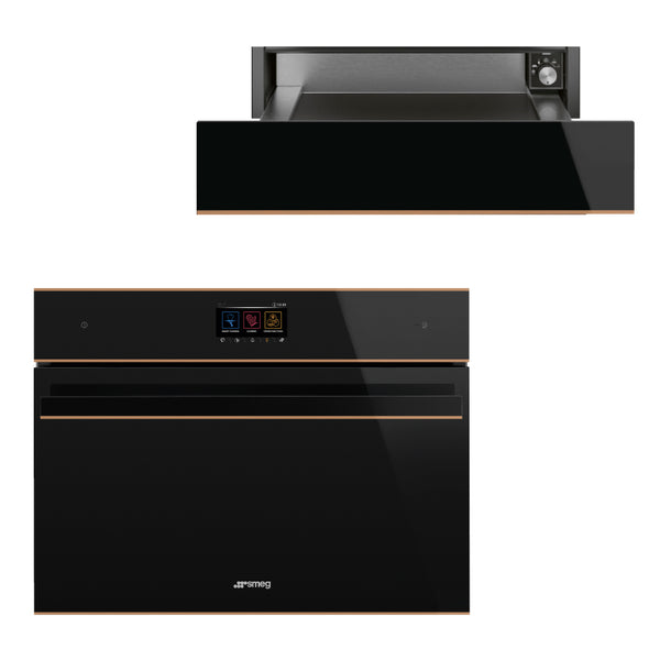 Combo Smeg Horno Vapor SF4604WVCPNR y gratis Cajon Calientaplatos CPR615NR