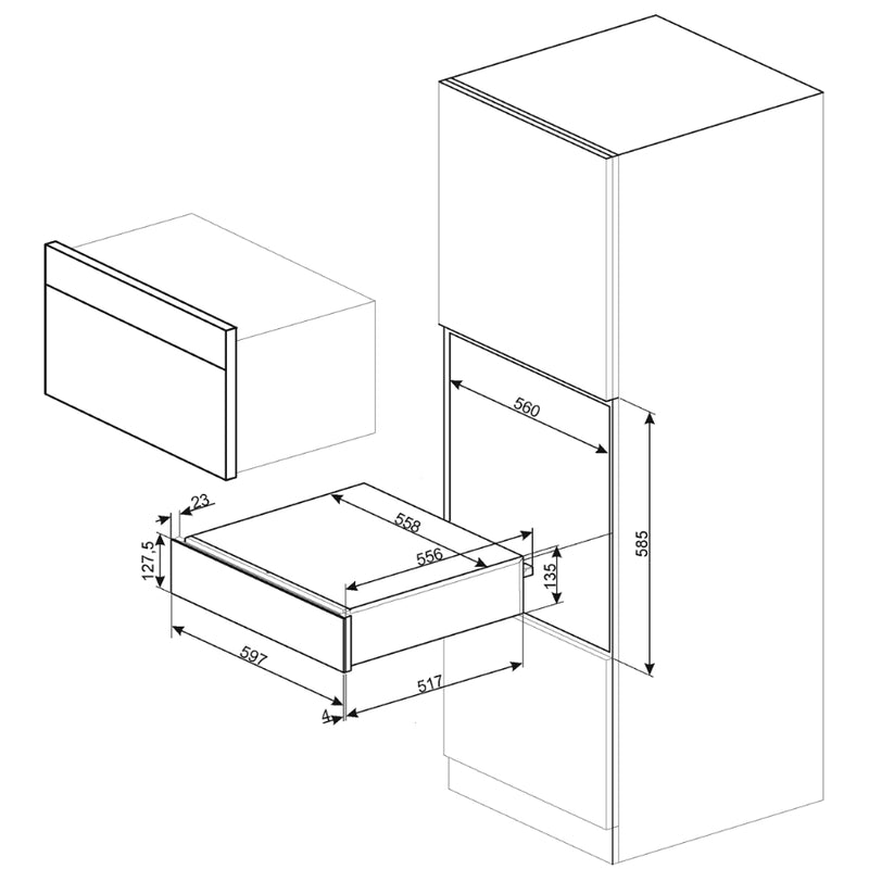 Cajon Calientaplatos Linea Clasica Smeg 60cm