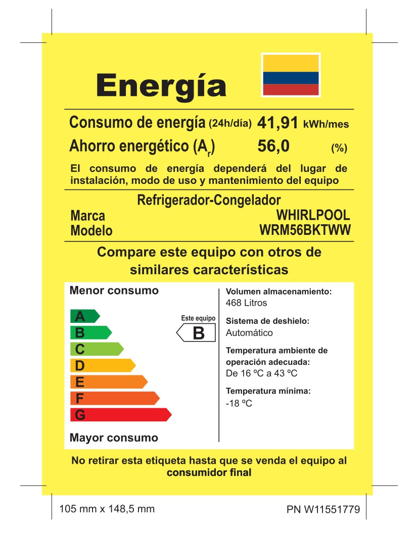 Refrigerador Whirlpool Top Mount Xpert Inverter 468 Litros