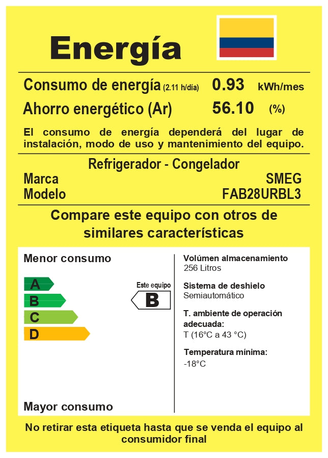 Refrigerador Smeg 50's Style Color Negro