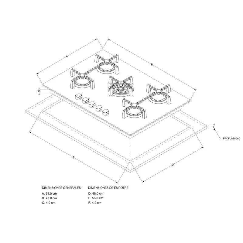 Cubierta A Gas Whirlpool Vitrocerámica 73cm
