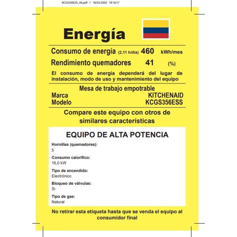 Cubierta A Gas Kitchenaid Acero Inoxidable 90cm