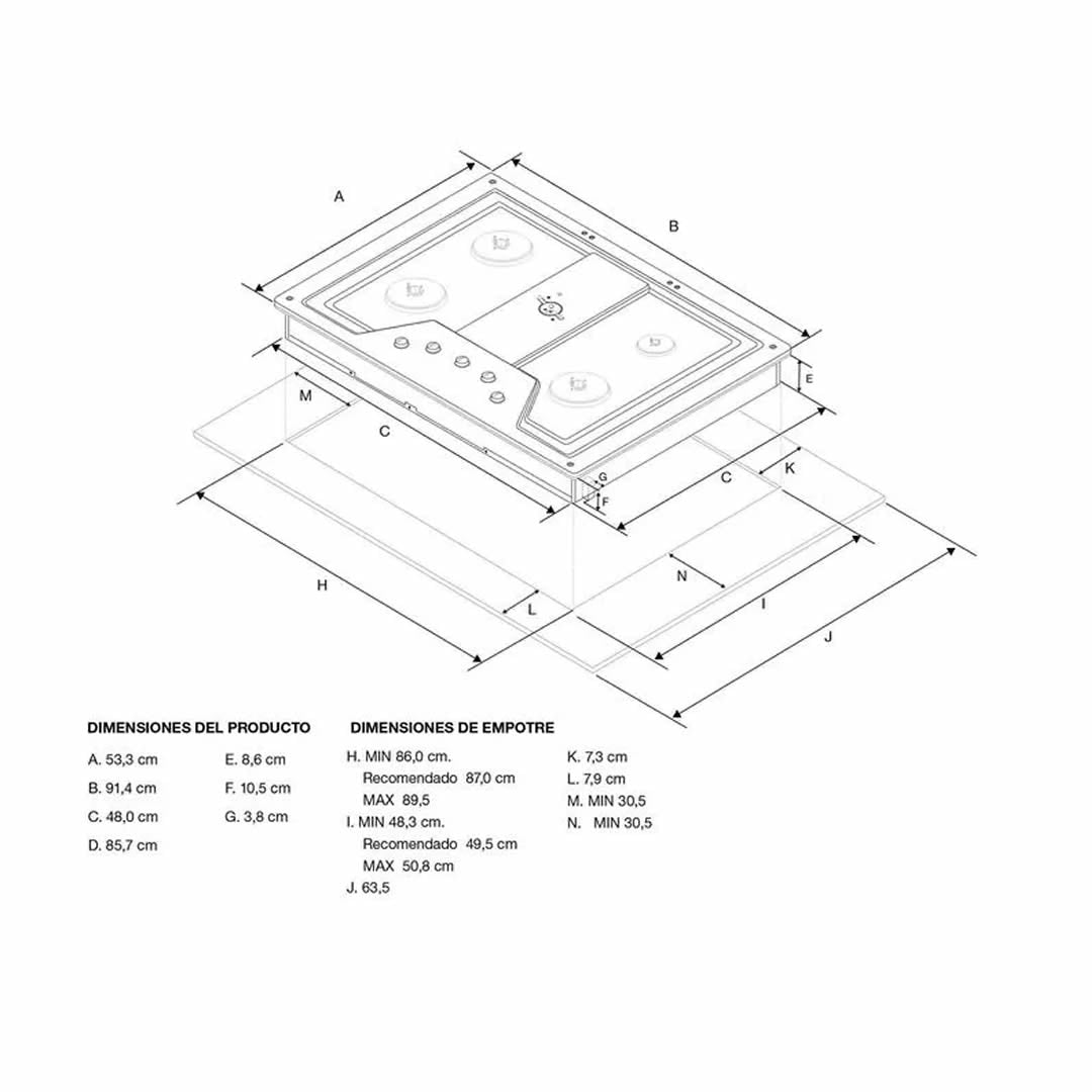 Cubierta A Gas Kitchenaid Acero Inoxidable 90cm