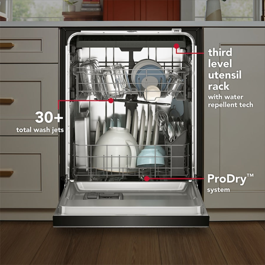 Lavavajillas Empotrable Con Tercer Nivel y Secado Avanzado KitchenAid 24" Acabado PrintShield™ Acero inoxidable