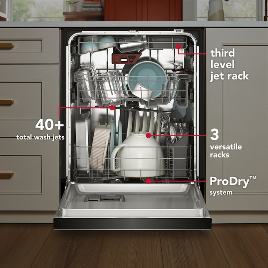 Lavavajillas KitchenAid® Con Chorro De Tercer Nivel Con 40 Chorros KitchenAid 24" Acabado PrintShield™ Acero Inoxidable