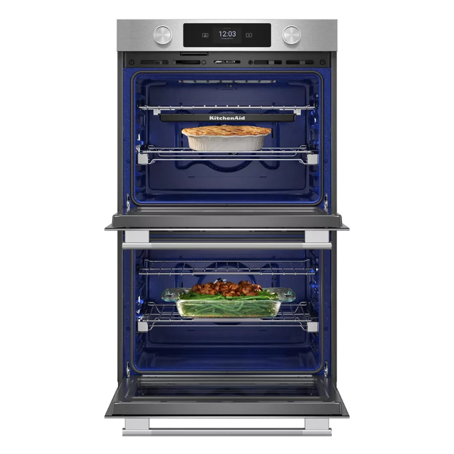 Horno Eléctrico Doble Inteligente De Pared Con Modos De Cocción Asistida KitchenAid 30" Acabado PrintShield™ Acero Inoxidable