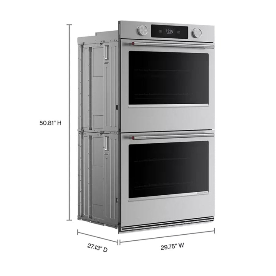 Horno Eléctrico Doble Inteligente De Pared Con Modos De Cocción Asistida KitchenAid 30" Acabado PrintShield™ Acero Inoxidable