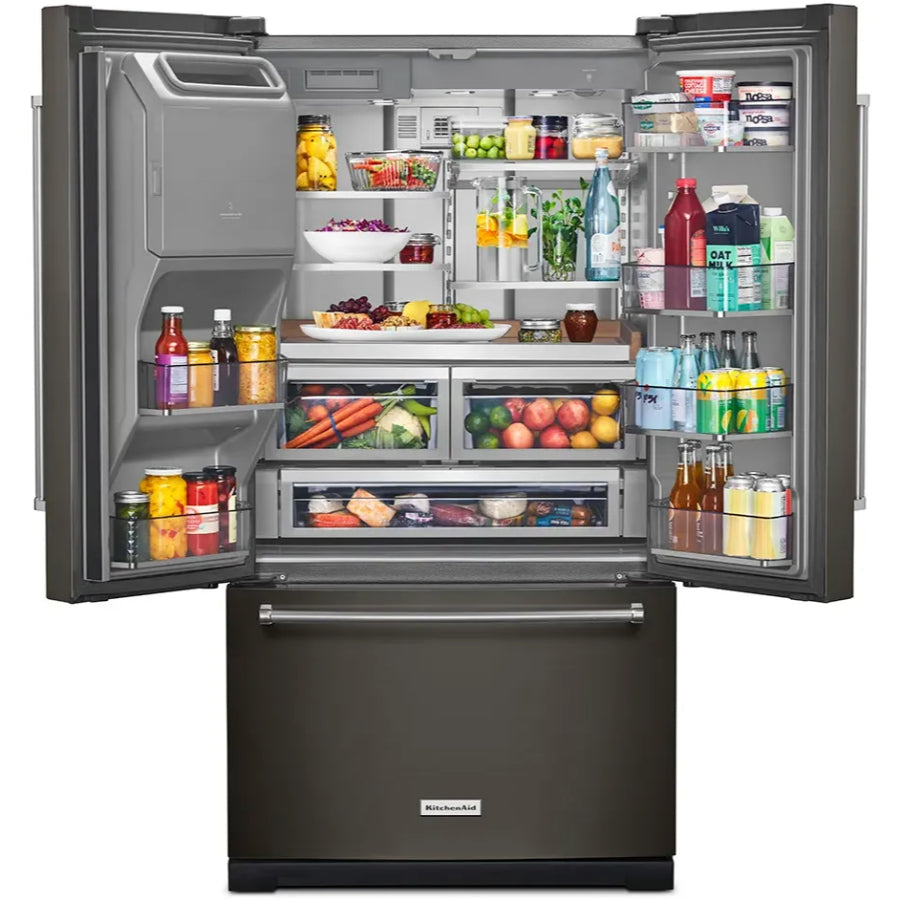 Refrigerador Puerta Francesa Con Dispensador Hielo y Agua Kitchenaid Color Negro 760Lts