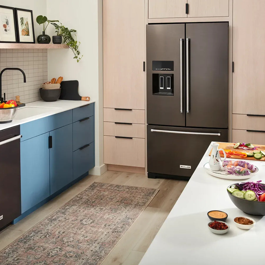 Refrigerador Puerta Francesa Con Dispensador Hielo y Agua Kitchenaid Color Negro 760Lts