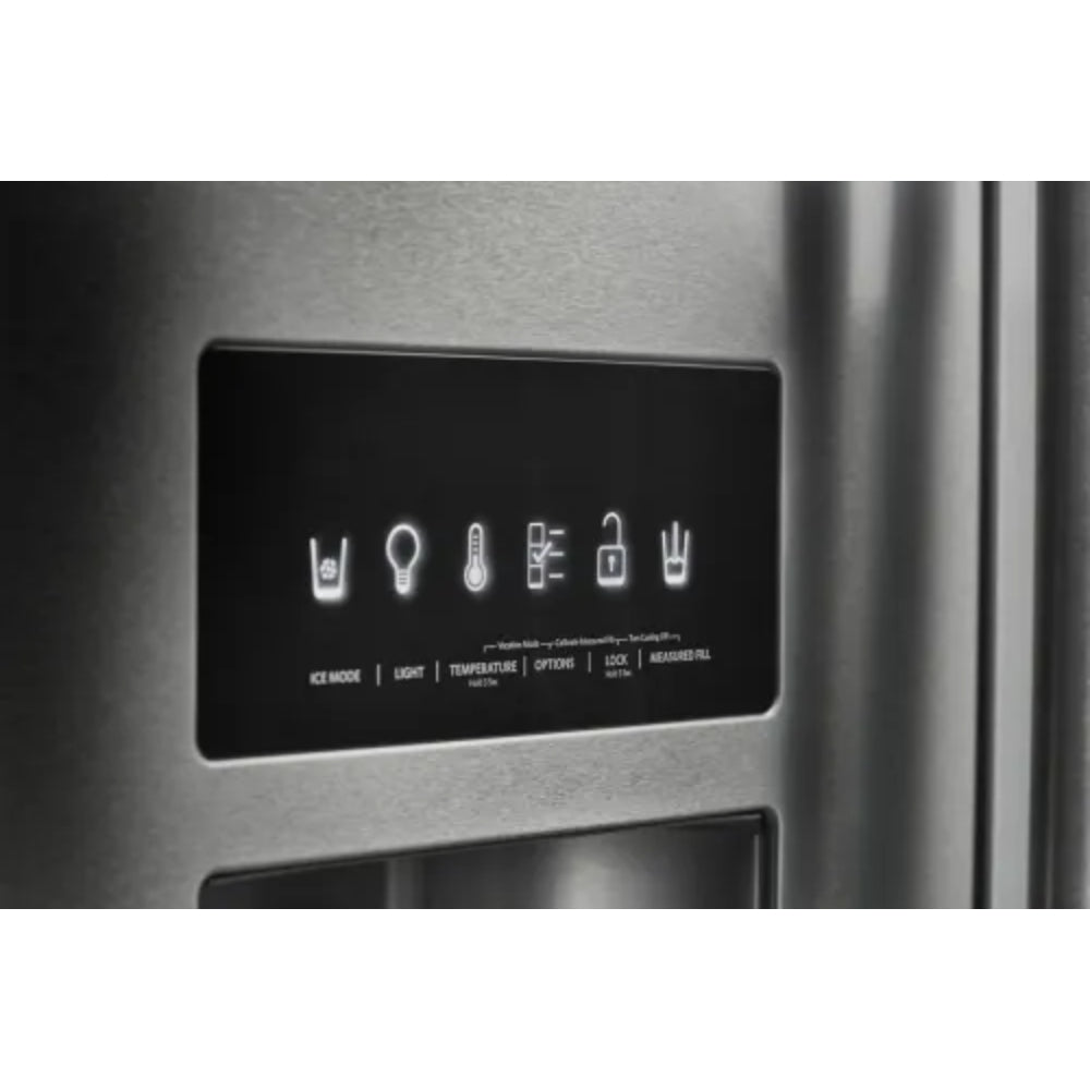 Refrigerador Kitchenaid de 26,8 pies cúbicos con puerta francesa y profundidad estándar, con dispensador exterior de hielo y agua