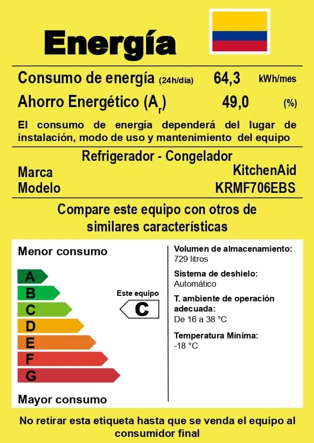 Refrigerador French Door Bottom Mount KitchenAid 729L Color Negro