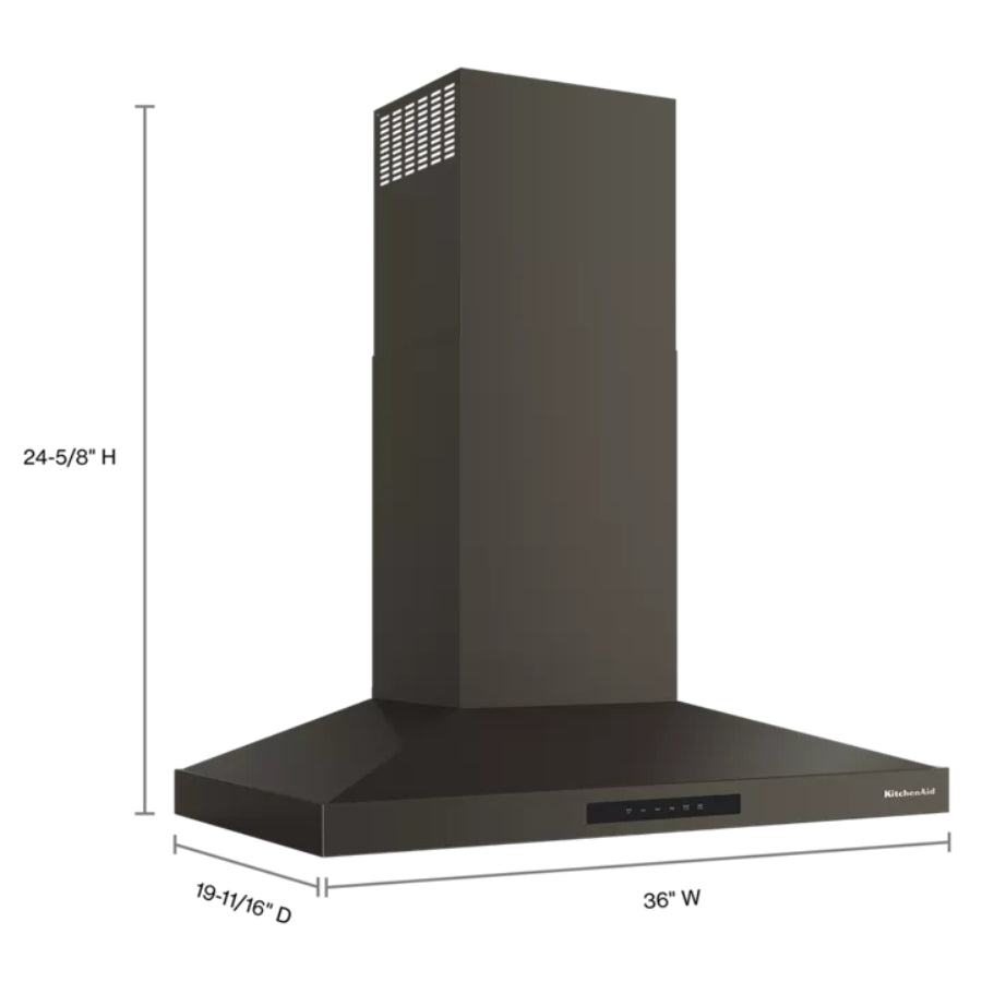 Campana De Pared Con 4 Velocidades KitchenAid 36" Color Mineral Negro