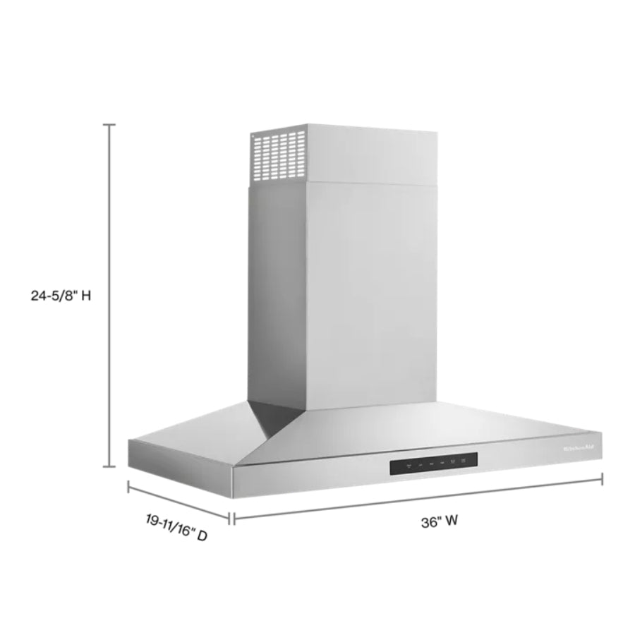 Campana De Pared Con 4 Velocidades KitchenAid 36" Acabado Acero inoxidable