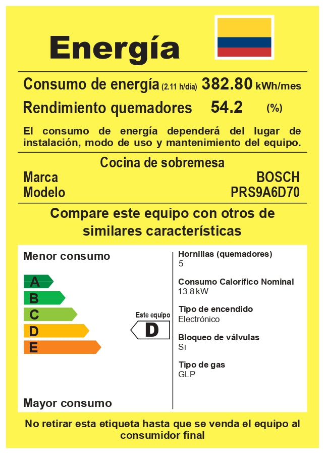 Estufa A Gas Bosch En Vidrio 90cm PRS9A6D70
