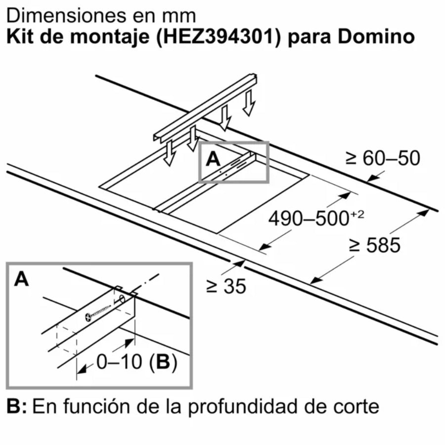 Placa dominó Bosch Serie 6 induccion 30 cm con perfiles