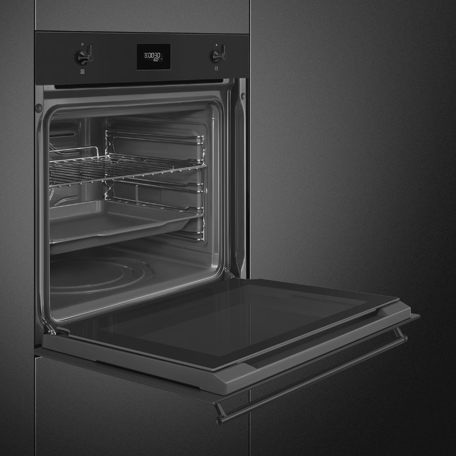 Horno Termoventilado Linea Clasica Smeg 60cm Negro Mate