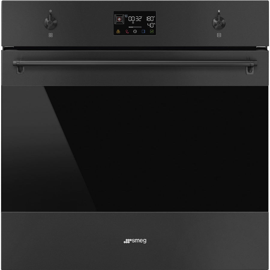 Horno Electrico Combinado Pyro-Steam Linea Clasica Smeg 60cm Color Negro Mate