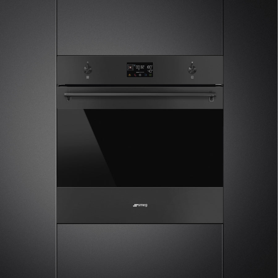 Horno Electrico Combinado Pyro-Steam Linea Clasica Smeg 60cm Color Negro Mate