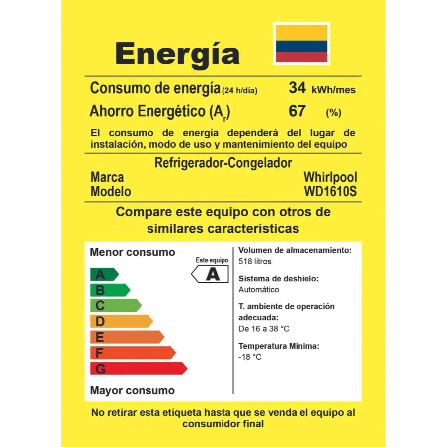 Refrigerador Side by Side Xpert Inverter con Dispensador De Agua Whirlpool 518Lts