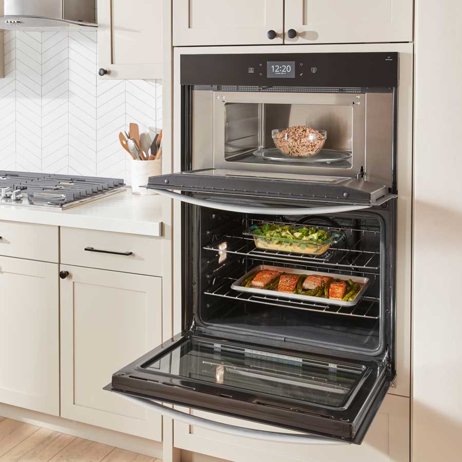 Horno de pared combinado de microondas y freidora de aire de 6,4 pies cúbicos