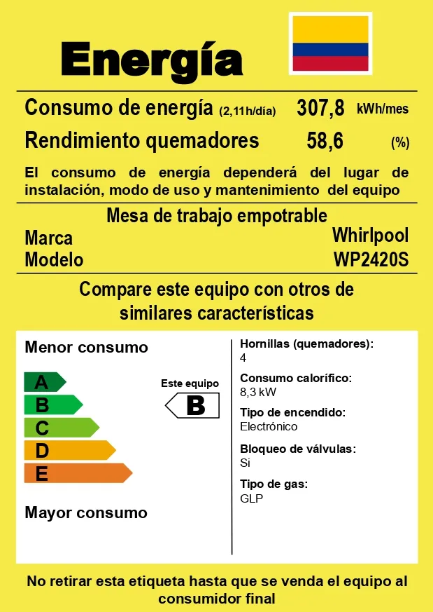 Cubierta A Gas Whirlpool Acero inoxidable 60cm