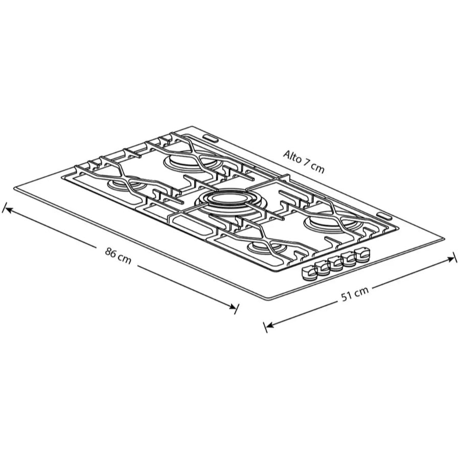 Estufa A Gas 5 Puestos Whirlpool 86cm