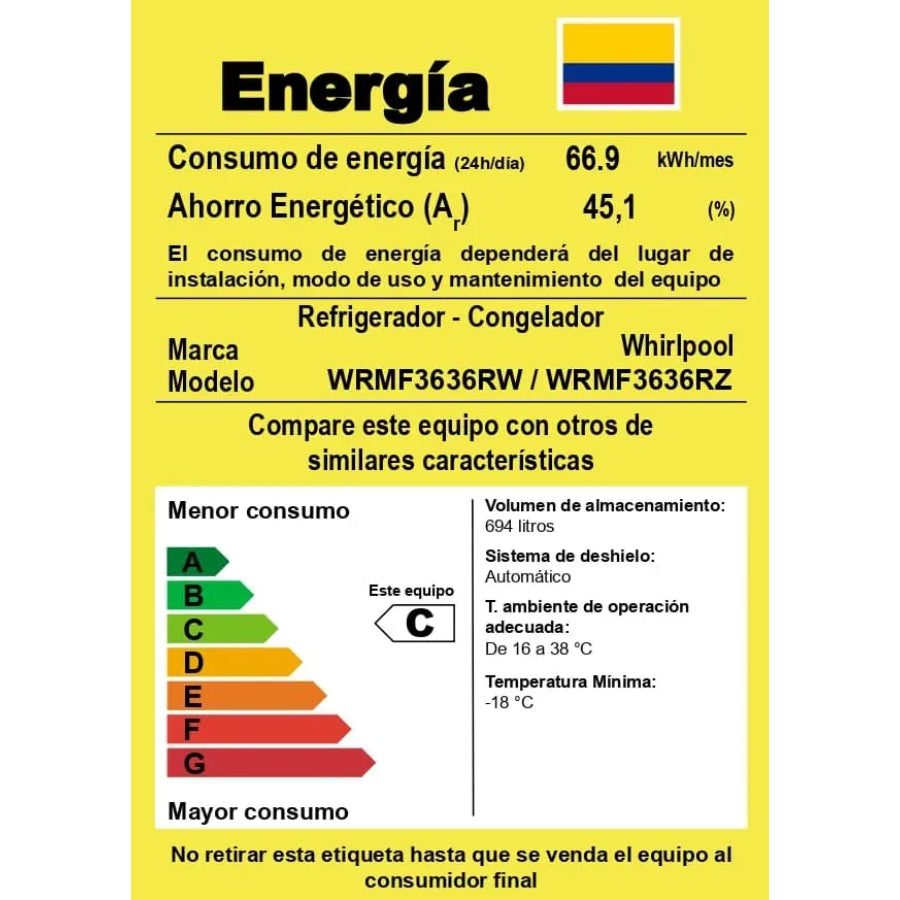 Refrigerador Con Congelador Inferior Xpert Energy Saver Whirlpool 708Lts
