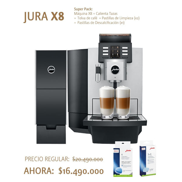 Maquina De Cafe Jura X8 + Calienta Tazas + Tolva de café + Pastillas