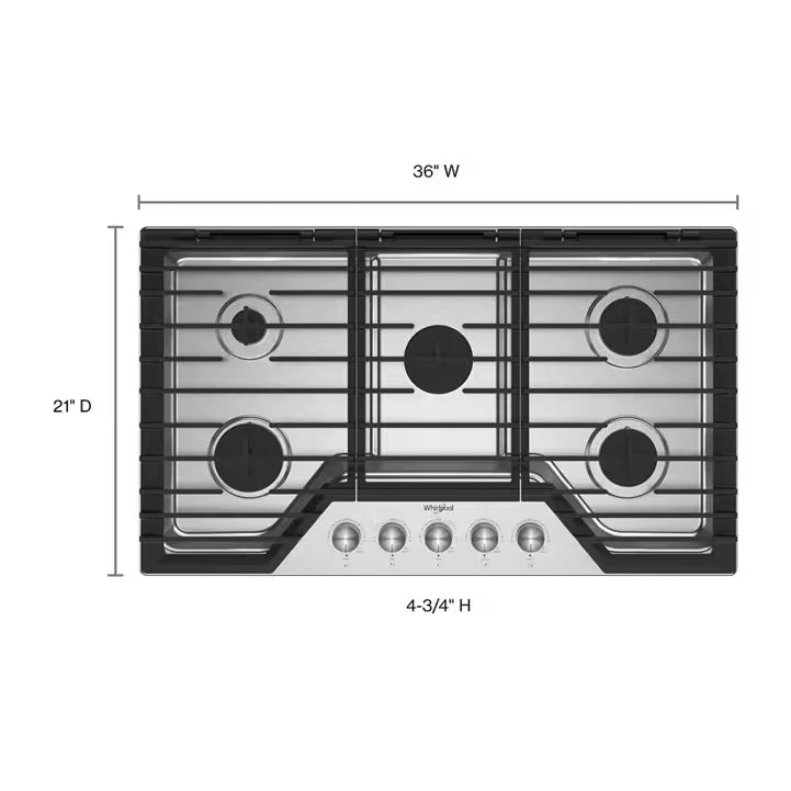 Estufa a Gas 5 Puestos Whirlpool 90cm