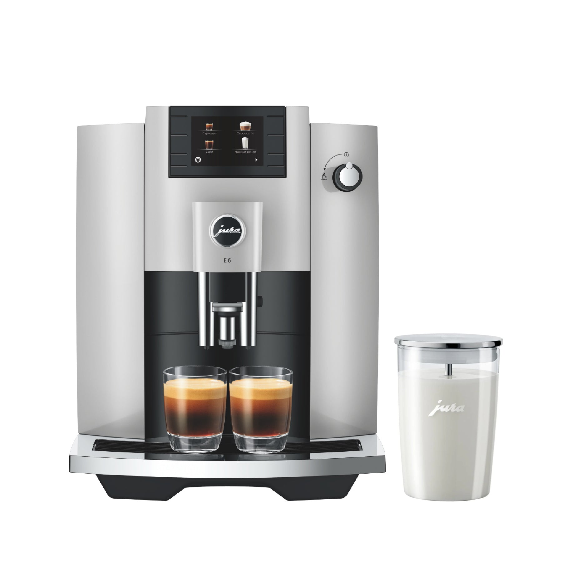 COMBO JURA, Maquina De Café E6 Color Platino + Recipiente De Cristal Para Leche 0.5Lts
