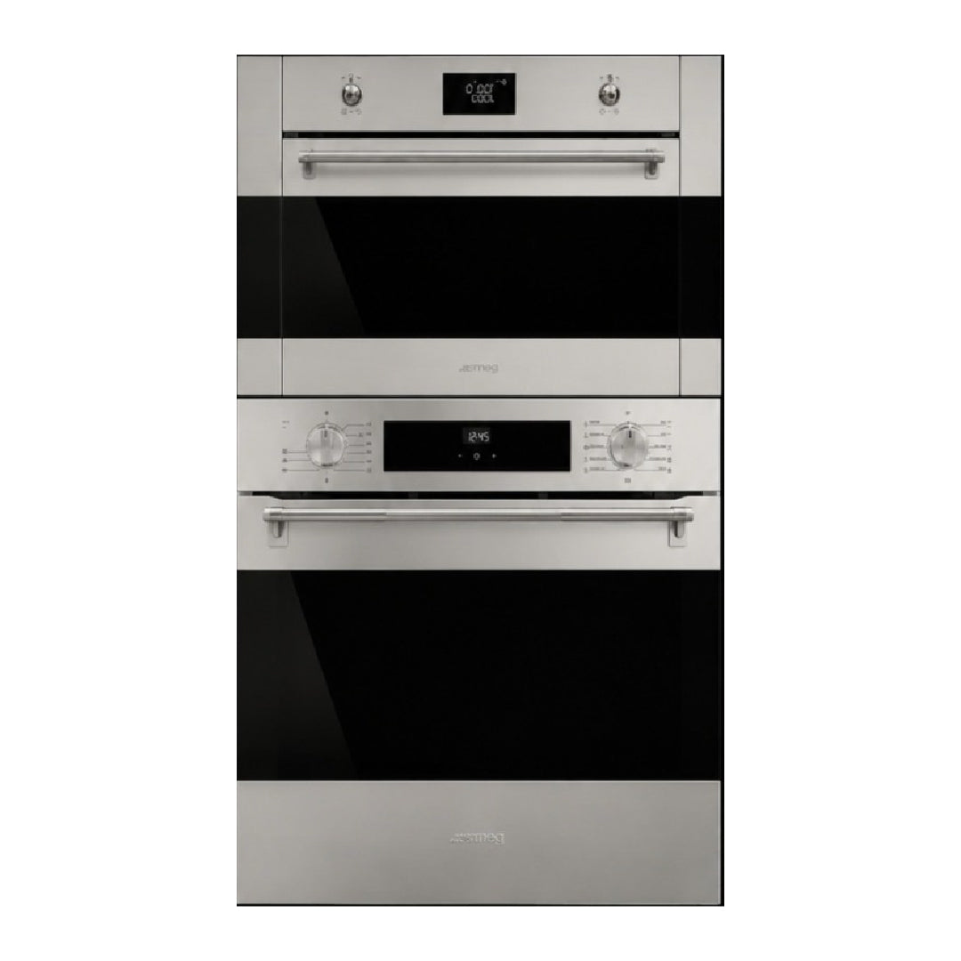 Combo Torre De Hornos, Microondas Empotrable con Grill y Tecnología Galileo + Horno Eléctrico Multifunción + Kit Embellecedor Smeg