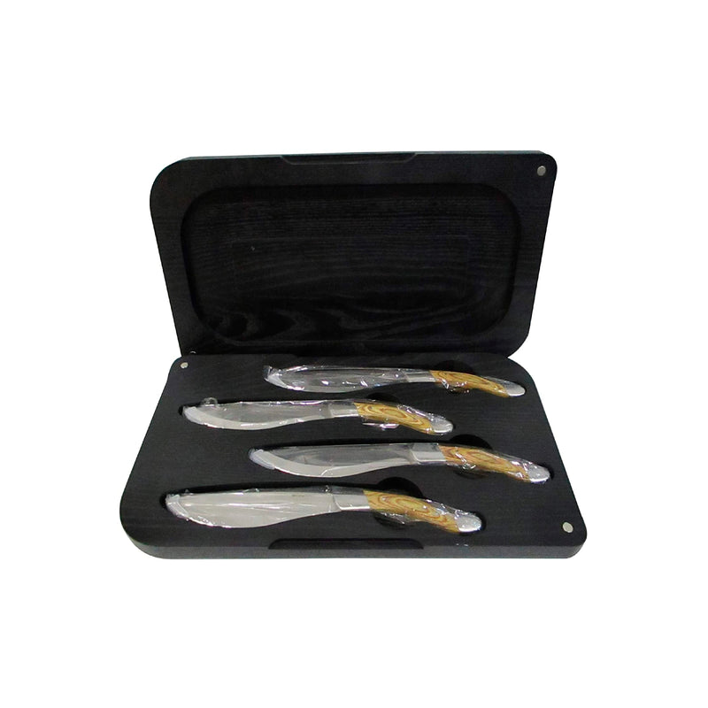 Legnoart Angus Juego de cuchillos de carne de acero inoxidable de 4 piezas con mango de madera Stamina con caja de lujo - LACUISINEAPPLIANCES.CO