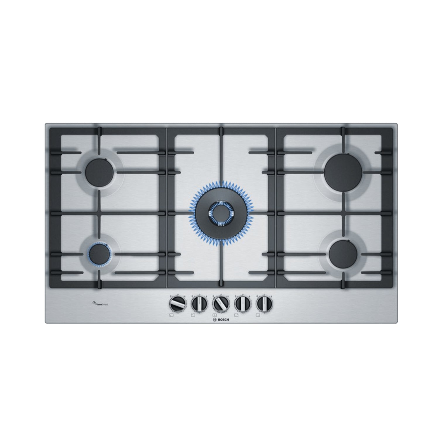 Estufa de Gas Acero Inox 90cm 9 Niveles de llama Parrillas en Hierro Pot:12.500W Conexión:220V/60Hz - LACUISINEAPPLIANCES.CO