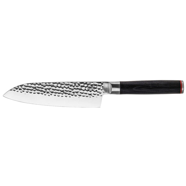 Kotai cuchillo Santoku de acero inoxidable con mango de madera de Pakkawood negro, 7 pulgadas - LACUISINEAPPLIANCES.CO