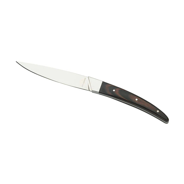 Legnoart Portehouse Juego de cuchillos para bistec de 4 piezas con mango de madera de chocolate - LACUISINEAPPLIANCES.CO